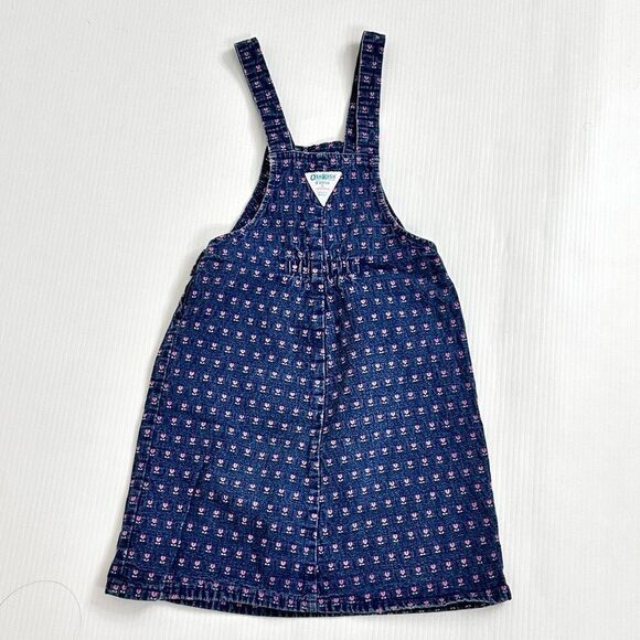 Vintage OshKosh B’gosh Denim Skirtall 6X Girls USA Made Floral Cute Americana - Picture 3 of 10